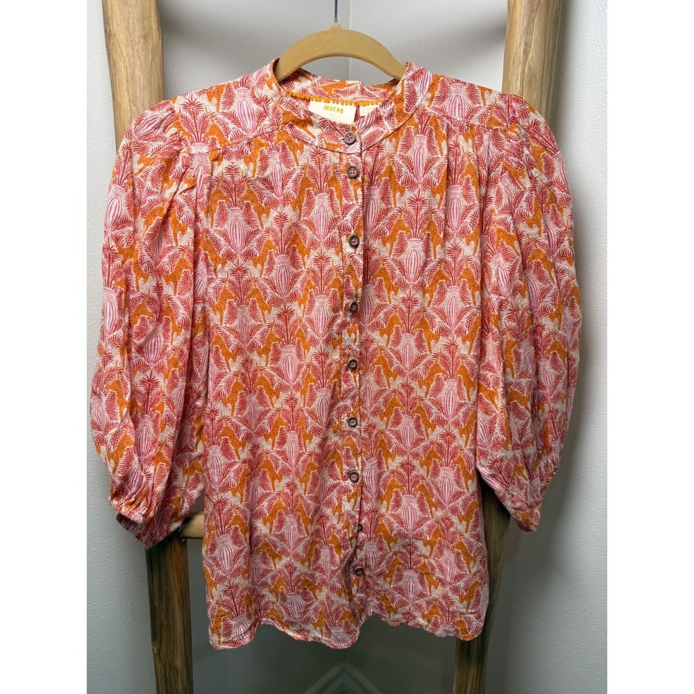 Boho Maeve Anthropologie 3/4 Elastic Balloon Sleeve Size 6 Feminine Flirty